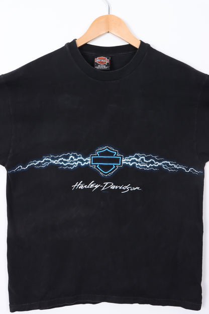 HARLEY DAVIDSON Montana Lightning Logo Y2K T-Shirt USA Made (L)