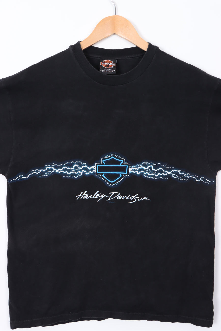 HARLEY DAVIDSON Montana Lightning Logo Y2K T-Shirt USA Made (L)