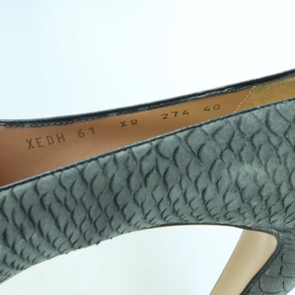 EMPORIO ARMANI Grey Embossed Snake Print Leather Pumps (40) - Vintage Sole Melbourne