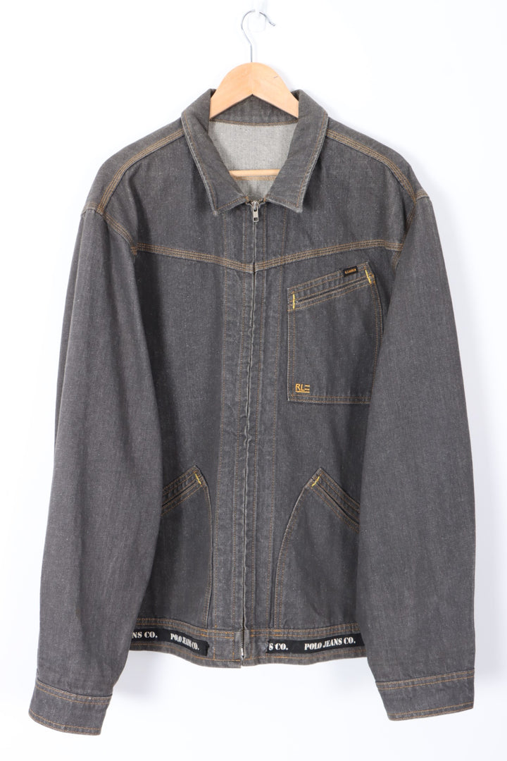 Vintage RALPH LAUREN Denim Front Zip Jacket (XXL)