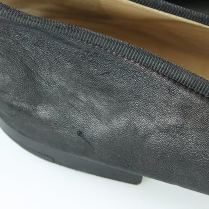 CHANEL Bow Patent Toe Classic Logo Black Ballet Flats (41.5)