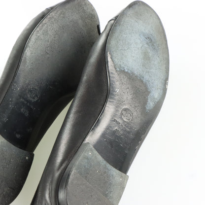 CHANEL Bow Patent Toe Classic Logo Black Ballet Flats (41.5)