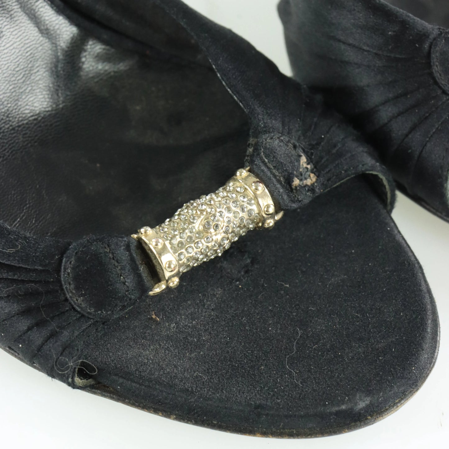 GUCCI Crystal Embellished Black Satin Italy Made Sandal Heels (7B) - Vintage Sole Melbourne