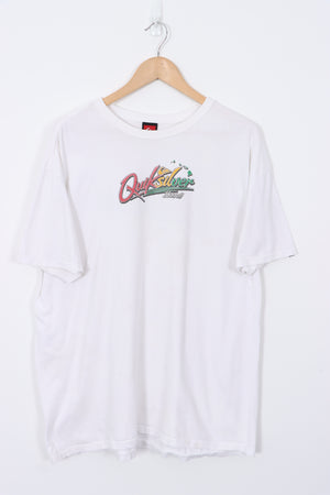 QUICKSILVER Hawaii Spell Out Logo White Surf T-Shirt (XL)