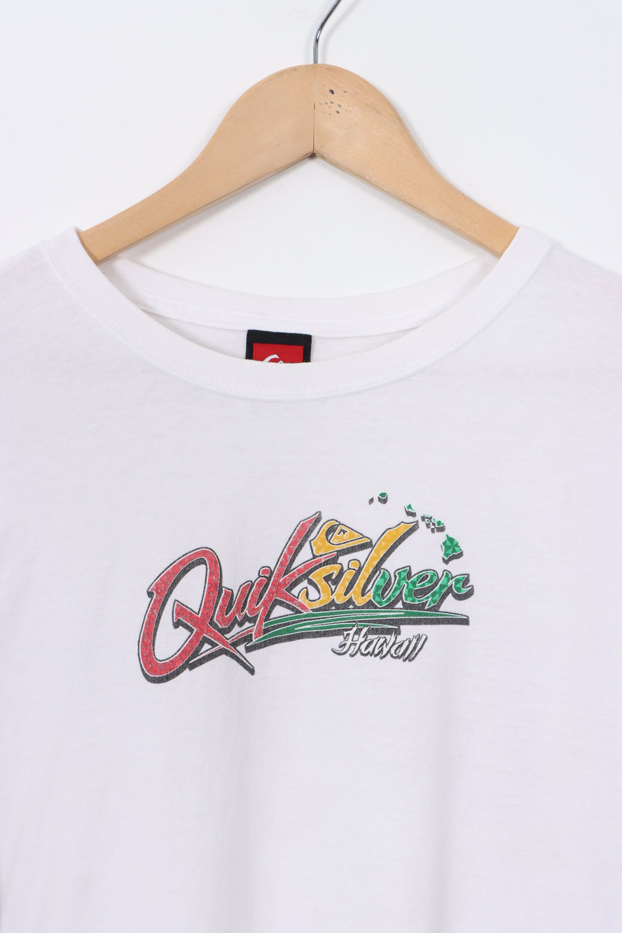 QUICKSILVER Hawaii Spell Out Logo White Surf T-Shirt (XL)