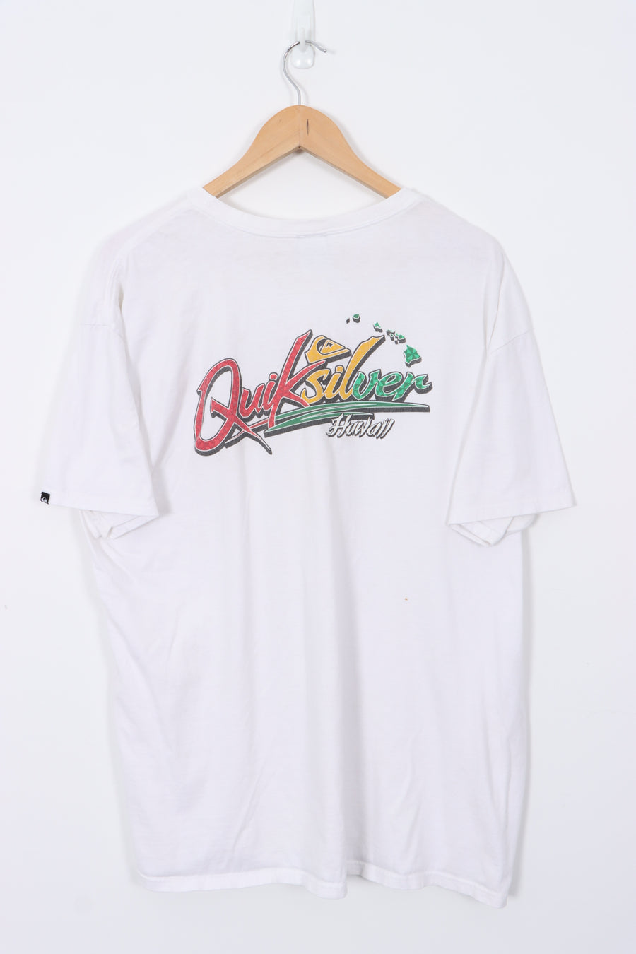 QUICKSILVER Hawaii Spell Out Logo White Surf T-Shirt (XL)