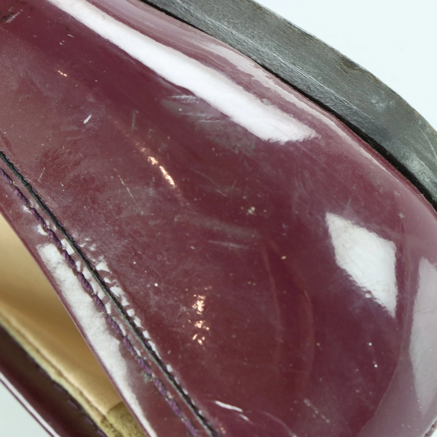 FENDI Patent Burgundy Buckle Italy Made Flats (39) Vintage Sole Melbourne