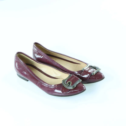 FENDI Patent Burgundy Buckle Italy Made Flats (39) Vintage Sole Melbourne
