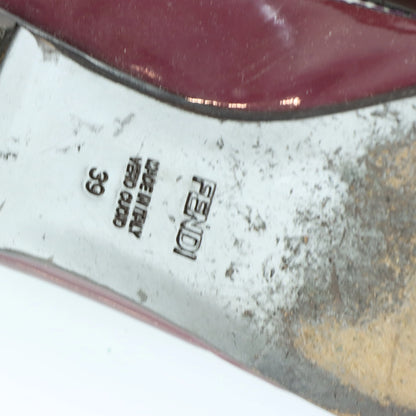 FENDI Patent Burgundy Buckle Italy Made Flats (39) Vintage Sole Melbourne