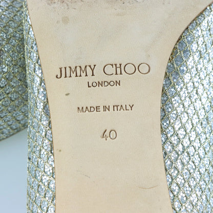 JIMMY CHOO Champagne Glitter Italian Made Peep-Toe Heels (40) - Vintage Sole Melbourne
