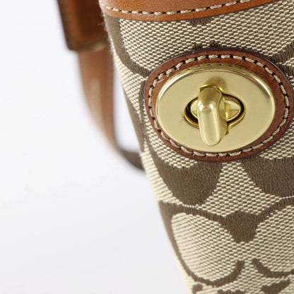 Vintage COACH 11237 Brown & Tan Signature Monogram Canvas & Leather Tote Bag Vintage Sole Melbourne