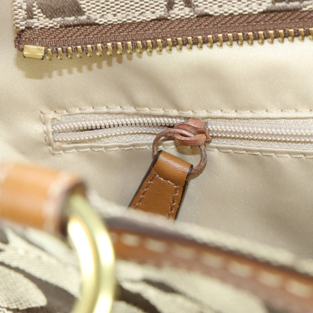 Vintage COACH 11237 Brown & Tan Signature Monogram Canvas & Leather Tote Bag