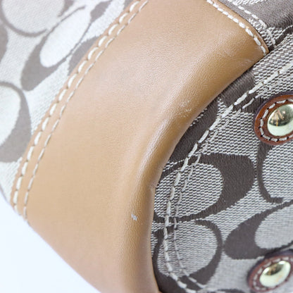 Vintage COACH 11237 Brown & Tan Signature Monogram Canvas & Leather Tote Bag