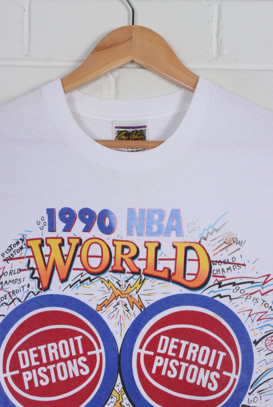NBA Detroit Pistons 1990 World Champions Single Stitch T-Shirt USA Made (L)
