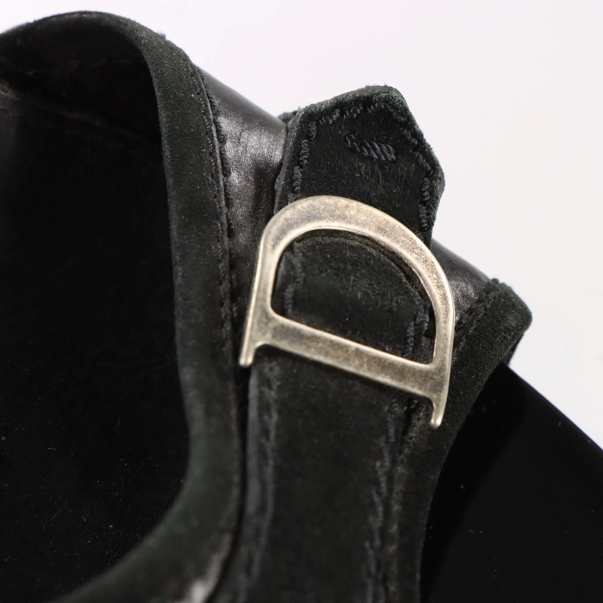 Vintage DIOR Suede Strap Logo Buckle Italian Made Mules (38.5)