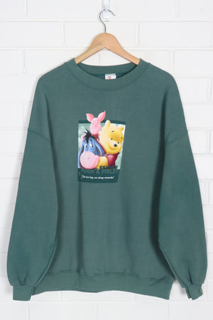 DISNEY Winnie the Pooh Eeyore & Piglet 'The Best Hugs' Green Sweatshirt (XXL)