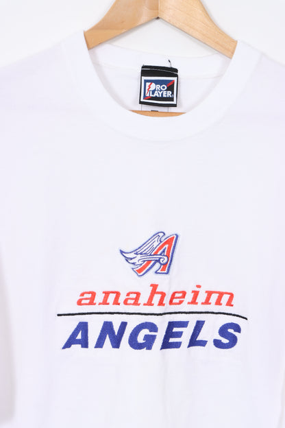 Anaheim Angels MLB Baseball Embroidered White T-Shirt (XL)