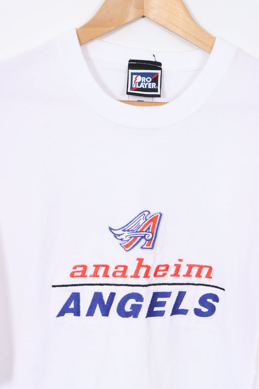 Anaheim Angels MLB Baseball Embroidered White T-Shirt (XL)