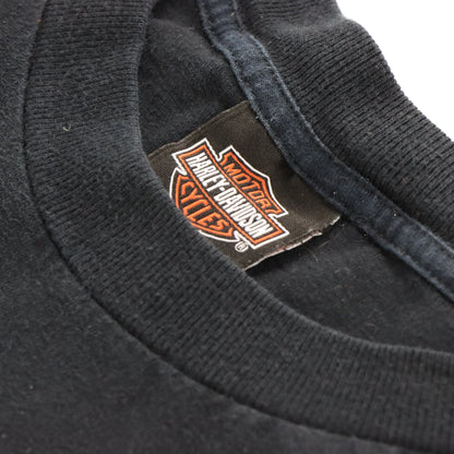 Vintage HARLEY DAVIDSON Y2K Eagle Ring Black & Yellow T-Shirt (2XL)