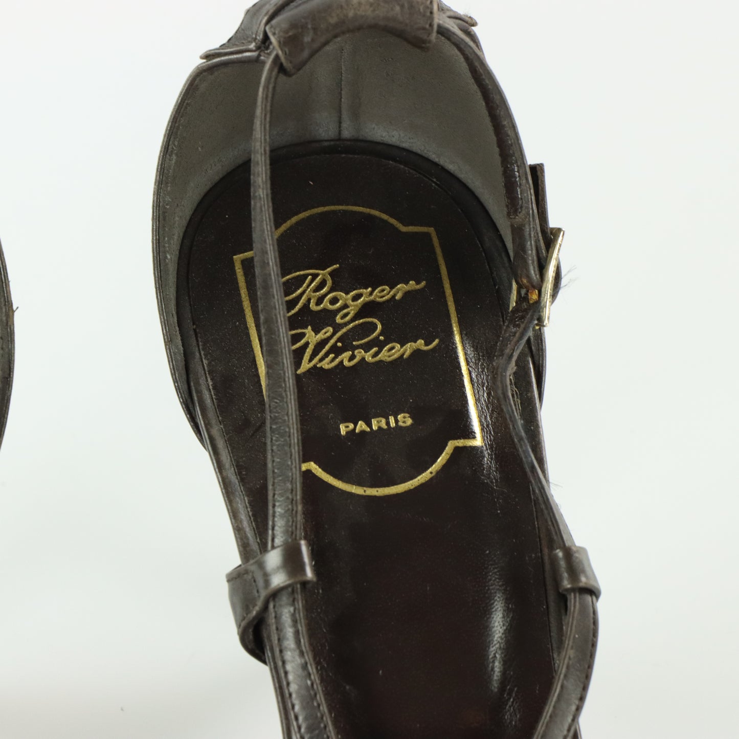 ROGER VIVIER Cut Out Italy Made Brown Slingback Heels (40.5)