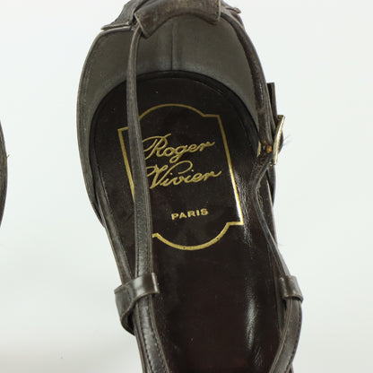 ROGER VIVIER Cut Out Italy Made Brown Slingback Heels (40.5)