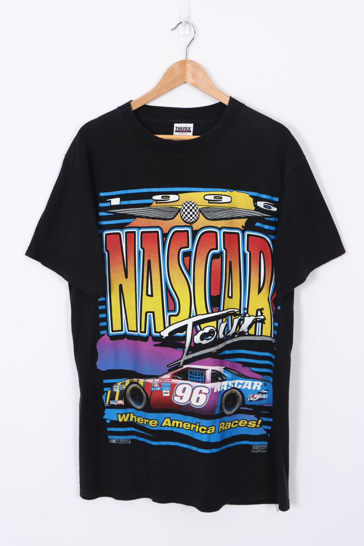 1996 'Where America Races" NASCAR Tour Graphic Black Tee (L)