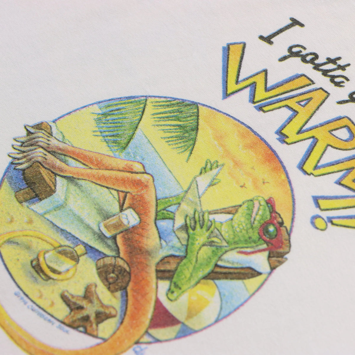 Vintage 1996 CARIBBEAN SOUL 'Somewhere Warmer' Lizard Sunbake White Single Stitch T-Shirt (XXL)