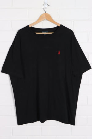 RALPH LAUREN POLO Embroidered Logo Black Single Stitch T-Shirt (XL)