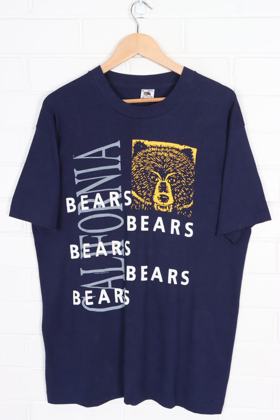 Carolina Bears Puff Print Single Stitch T-Shirt USA Made (L)
