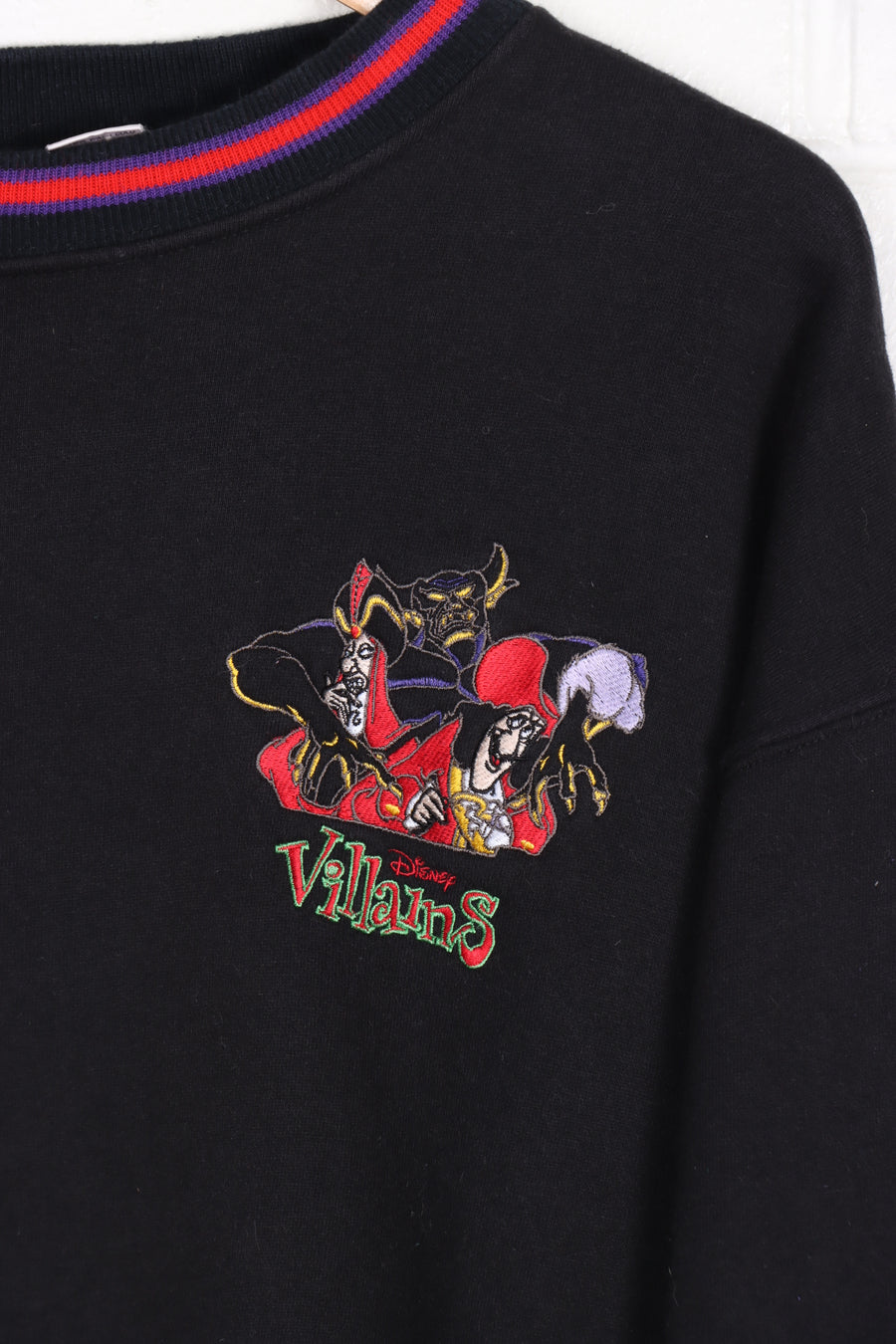 DISNEY Villians Embroidered Purple & Red USA Made Ringer Sweatshirt (XXL)