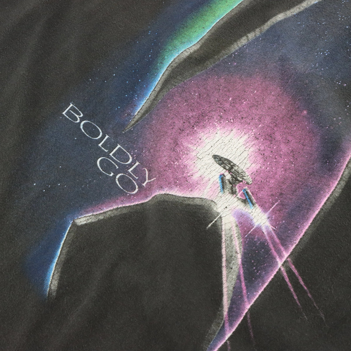 Vintage 1994 STAR TREK Generations 'Boldly Go' Dark Grey Sci Fi Movie T-Shirt (XL)