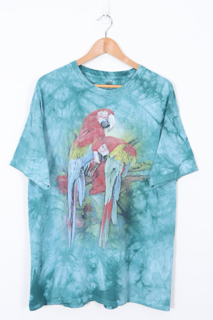 THE MOUNTAIN Parrot Pals Large Front Graphic Print Tie Dye T-Shirt (XL)