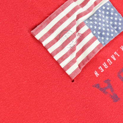 Vintage POLO RALPH LAUREN USA Flag #3 Embroidered Big Pony Red T-Shirt (L)