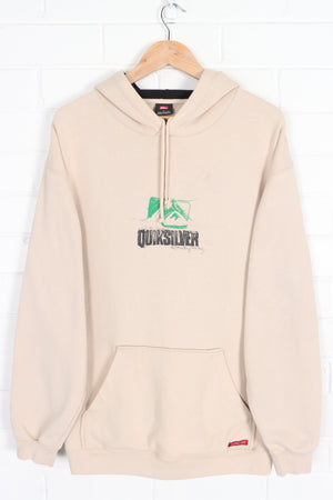 QUIKSILVER Stamped Centre Logo Front Back Beige Hoodie (L)