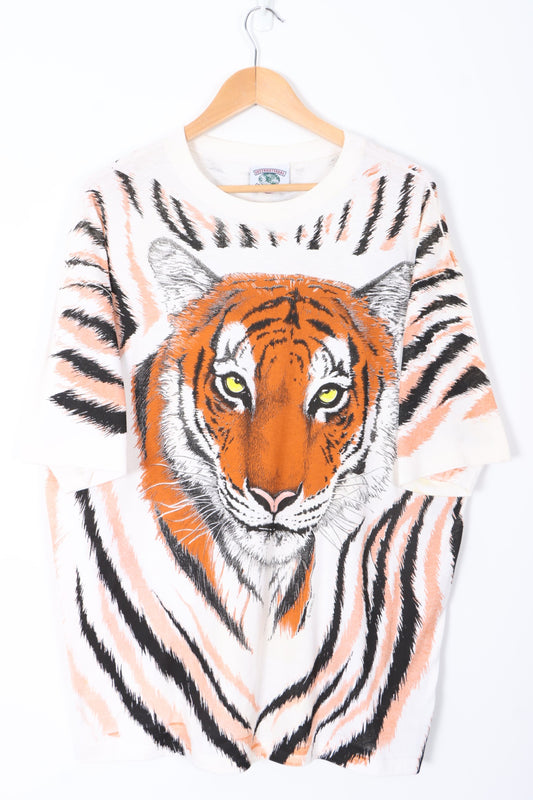 Vintage Tiger Stripes All Over Single Stitch T-Shirt (2XL)