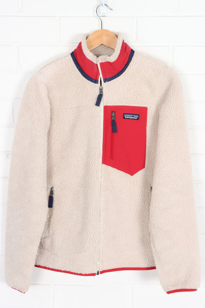 PATAGONIA Red & Cream 'Retro X' Full Zip Fleece Jacket (XS-S)