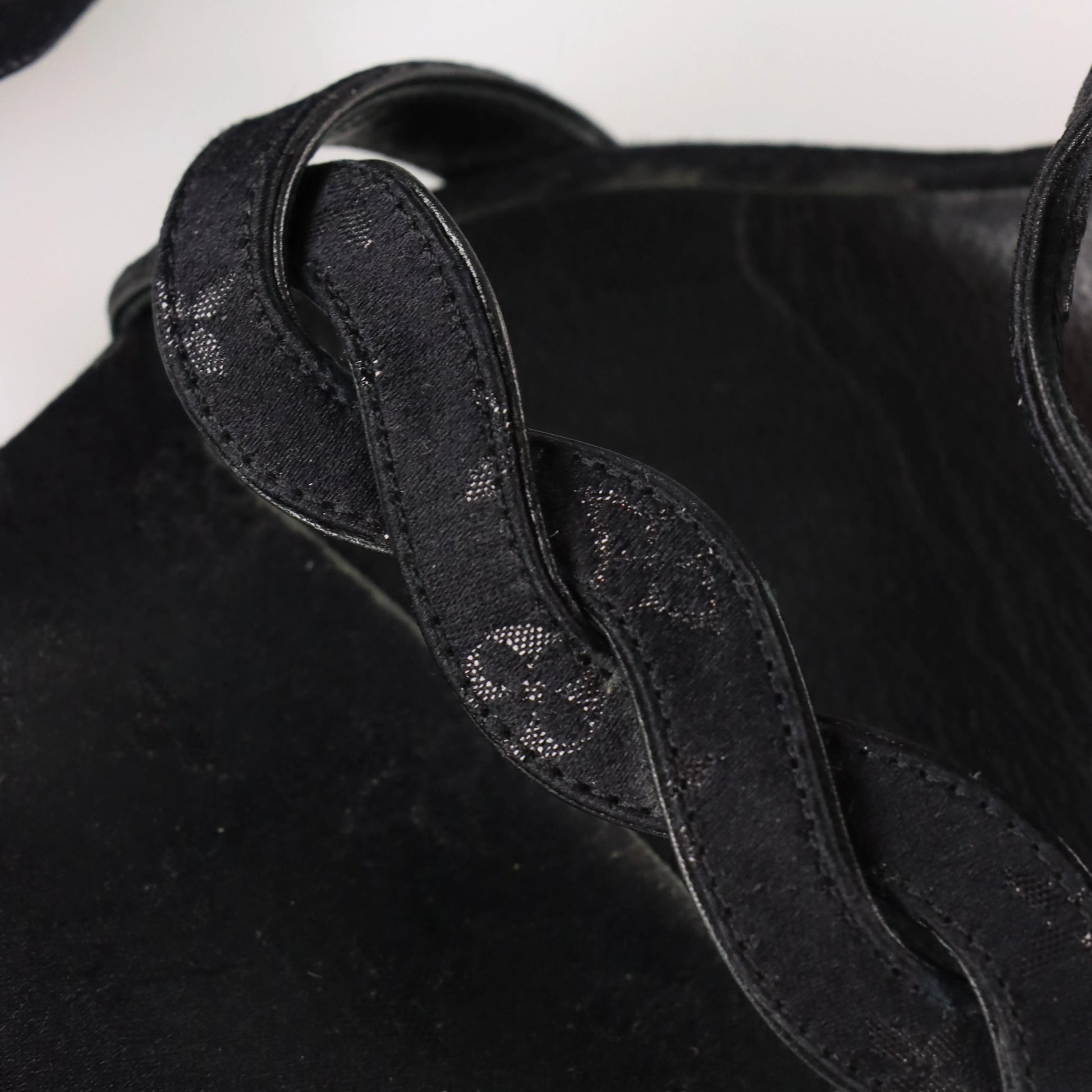 LOUIS VUITTON Braided Monogram Italy Made Black Heels (38.5) - Vintage Sole Melbourne