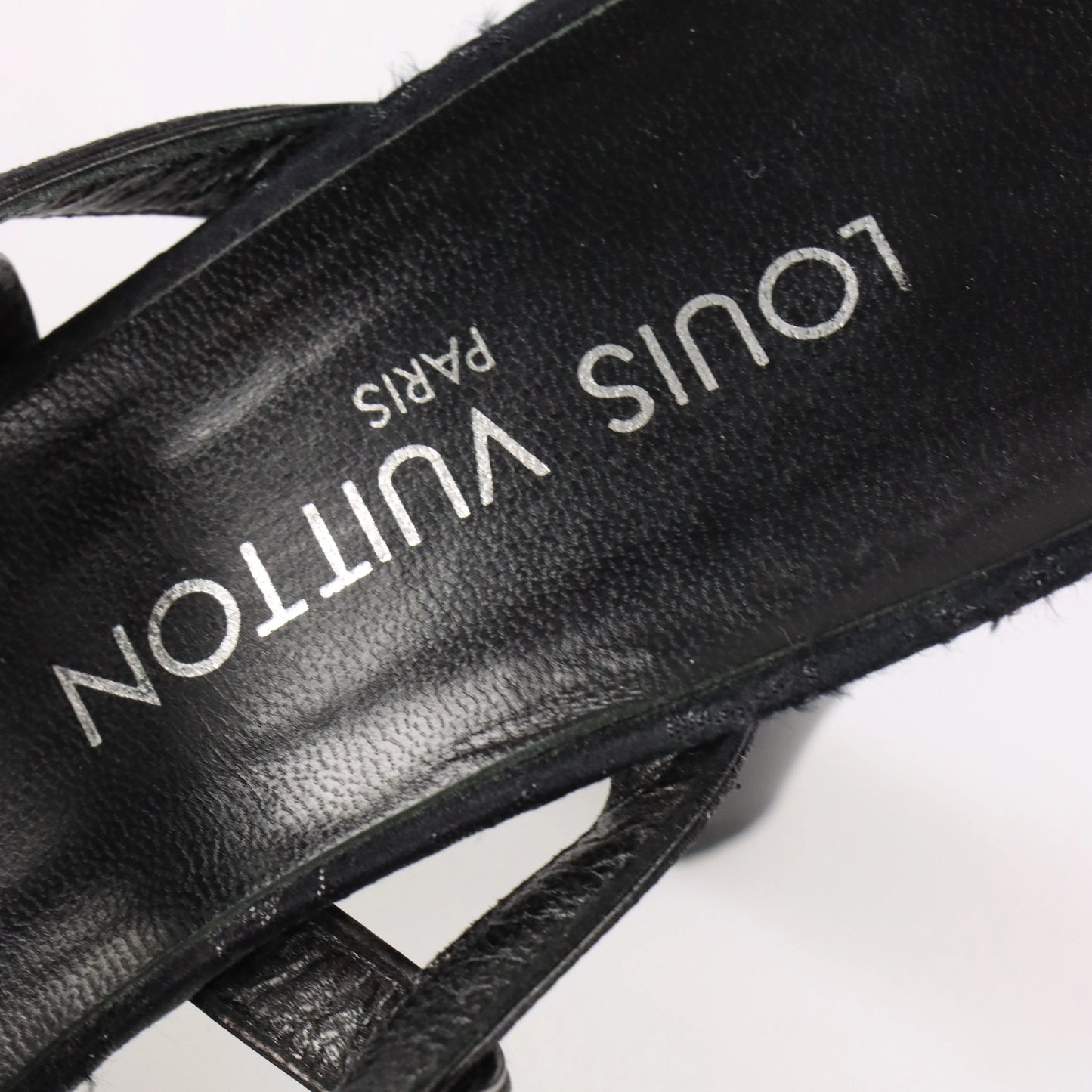 LOUIS VUITTON Braided Monogram Italy Made Black Heels (38.5) - Vintage Sole Melbourne