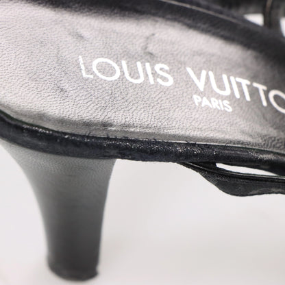 LOUIS VUITTON Braided Monogram Italy Made Black Heels (38.5) - Vintage Sole Melbourne