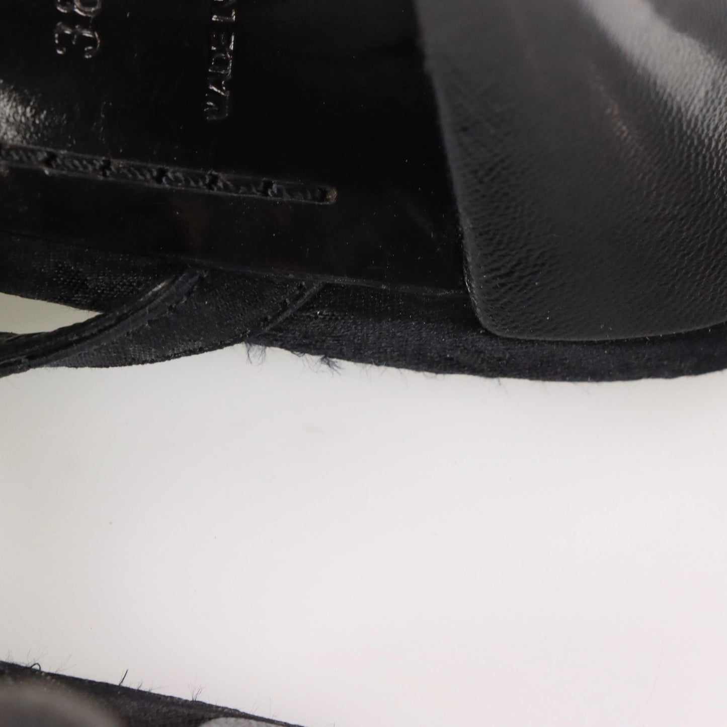 LOUIS VUITTON Braided Monogram Italy Made Black Heels (38.5) - Vintage Sole Melbourne