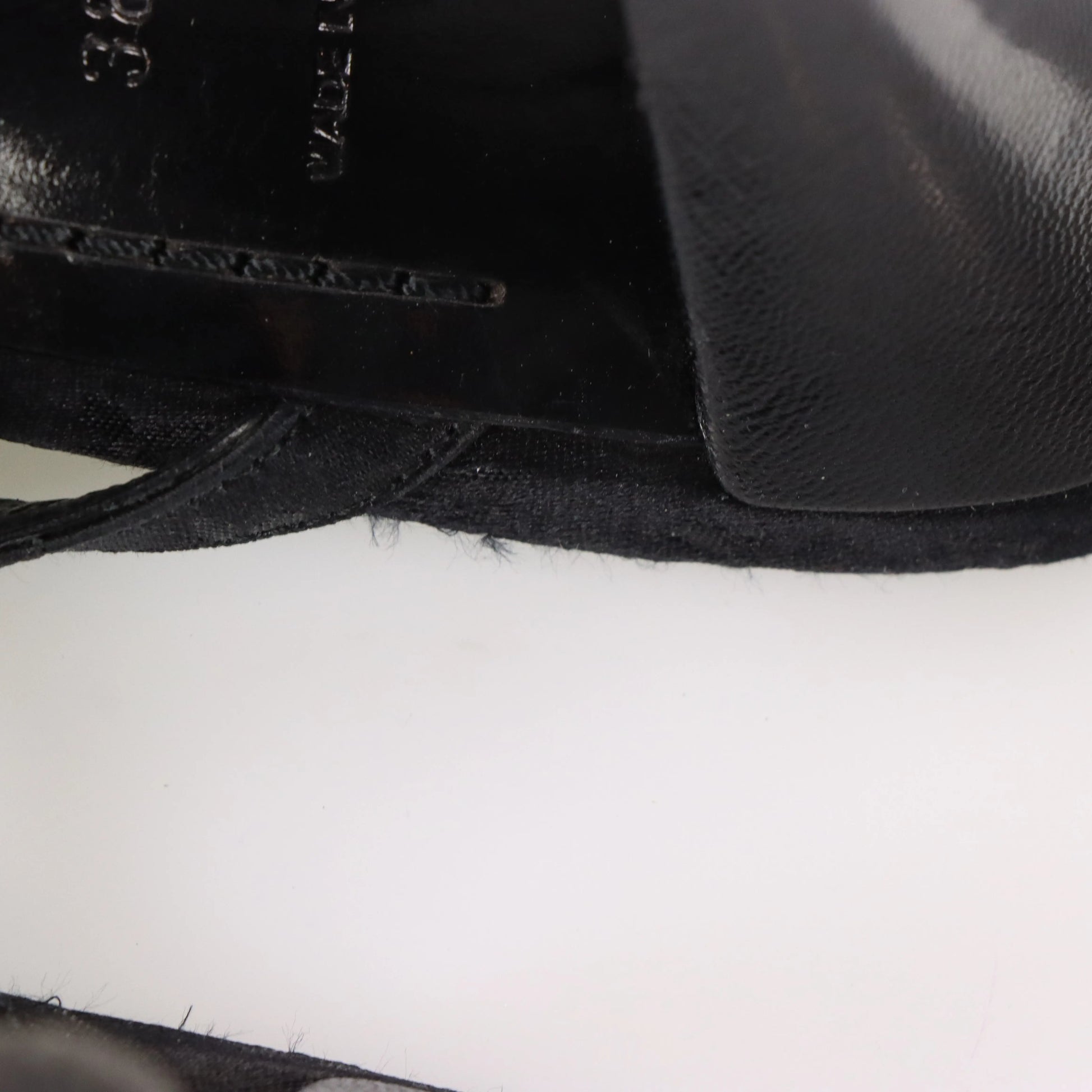 LOUIS VUITTON Braided Monogram Italy Made Black Heels (38.5) - Vintage Sole Melbourne