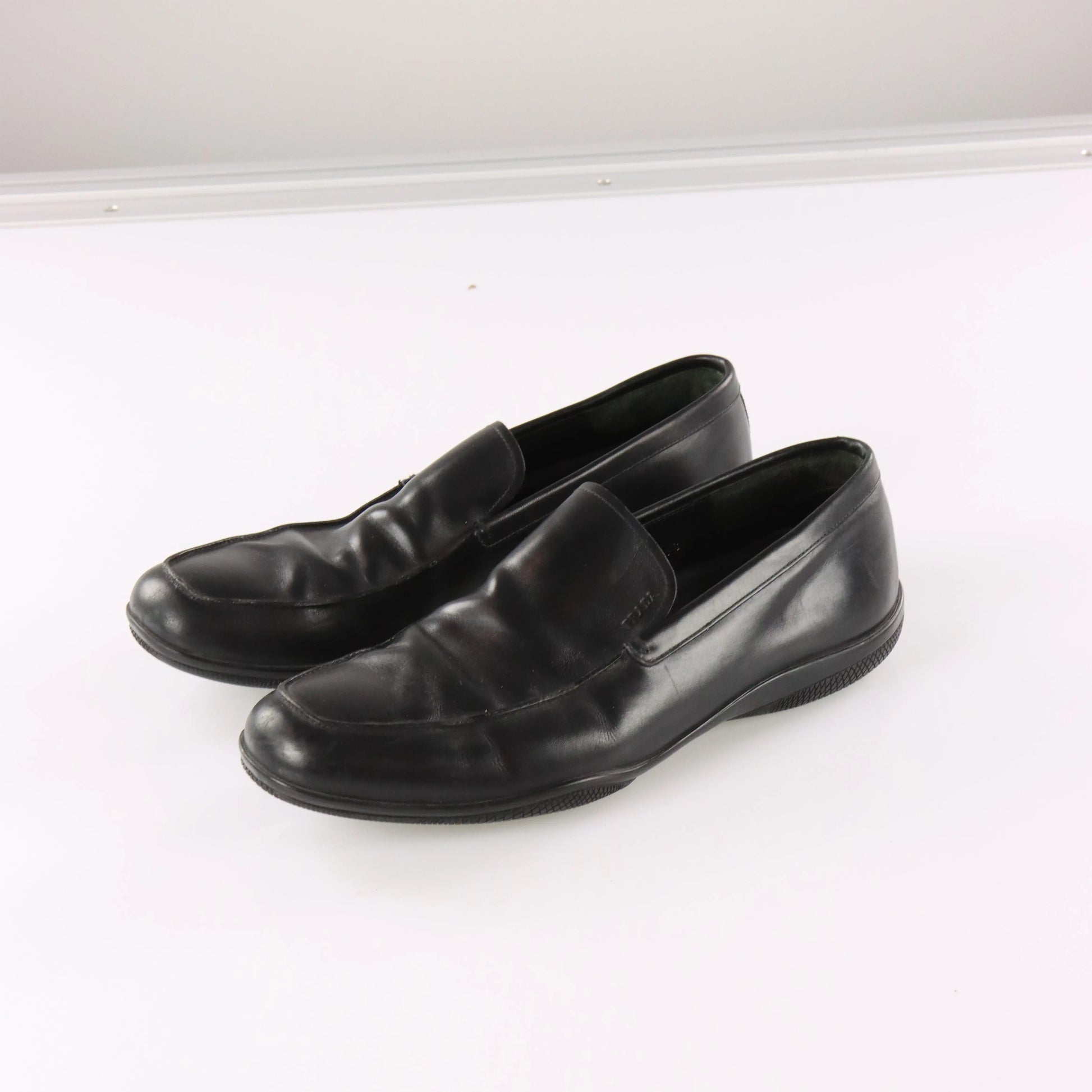 PRADA Sport Slip On Black Leather Loafers (Men's 9.5) - Vintage Sole Melbourne