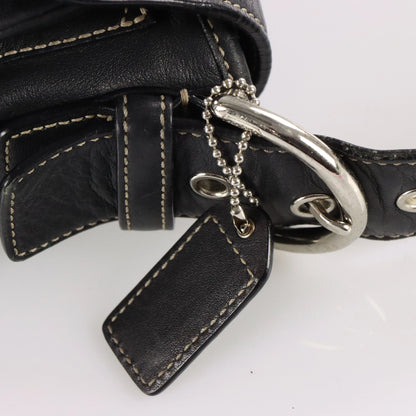 Vintage COACH J053 3653 Soho Double Pocket Black Leather Contrast Stitch Shoulder Handbag Bag