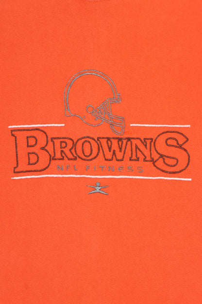 NFL FITNESS Cleveland Browns Embroidered Outline Logo T-Shirt USA Made (L)