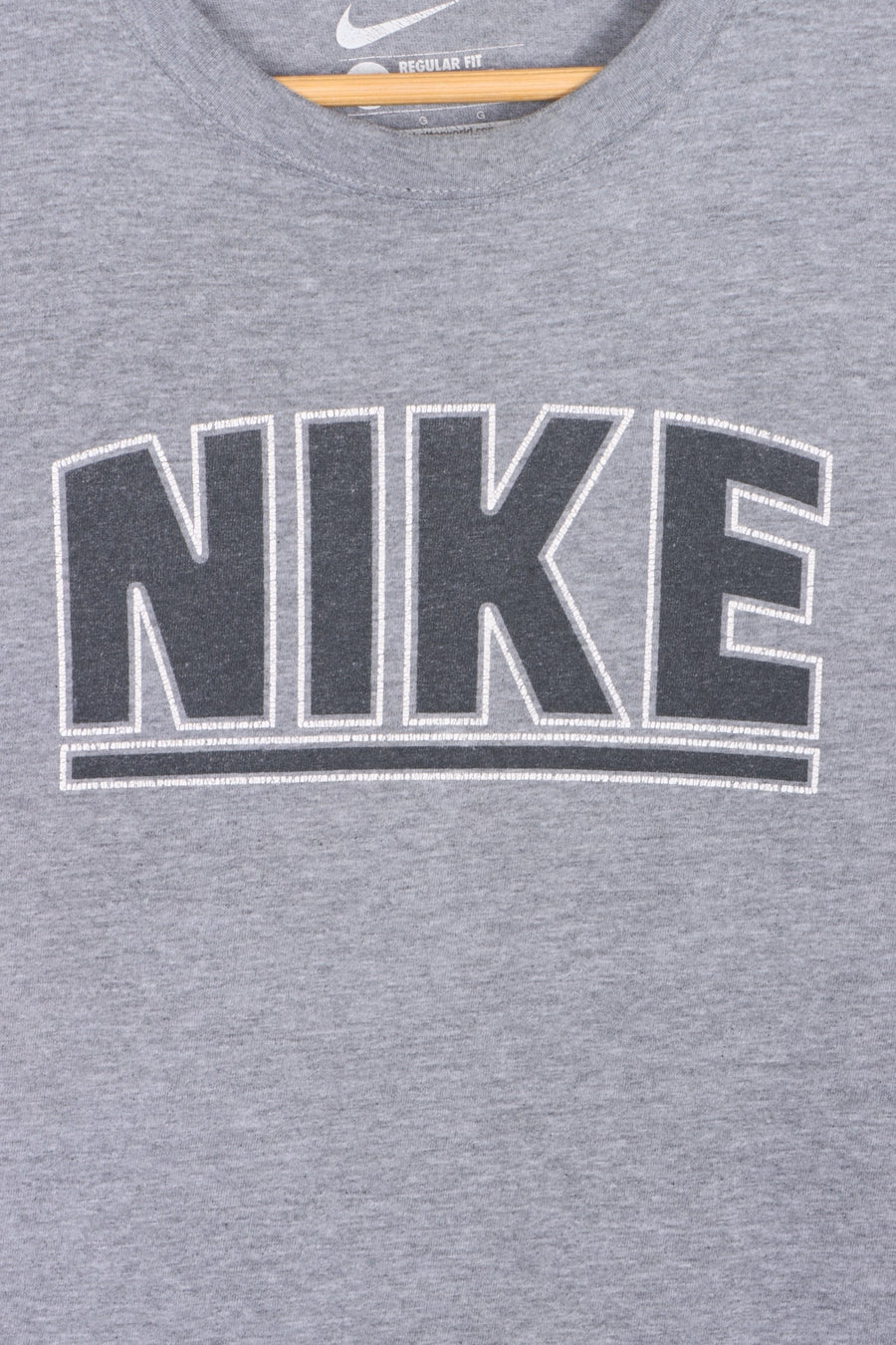 NIKE Spell Out Block Logo Grey T-Shirt (L)