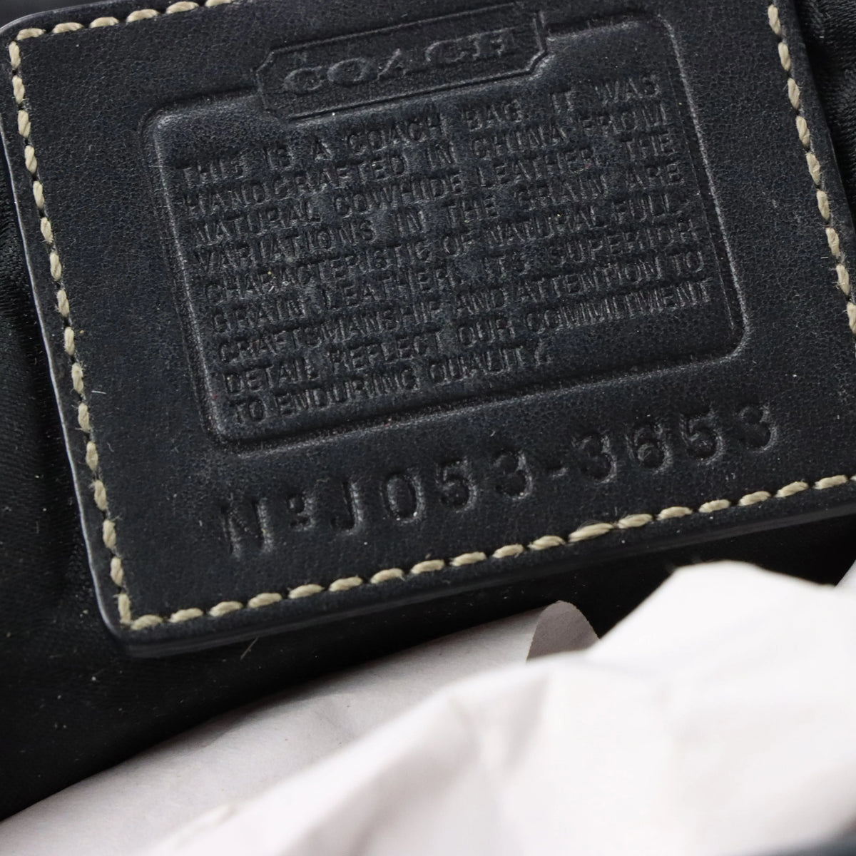 Vintage COACH J053 3653 Soho Double Pocket Black Leather Contrast Stitch Shoulder Handbag Bag