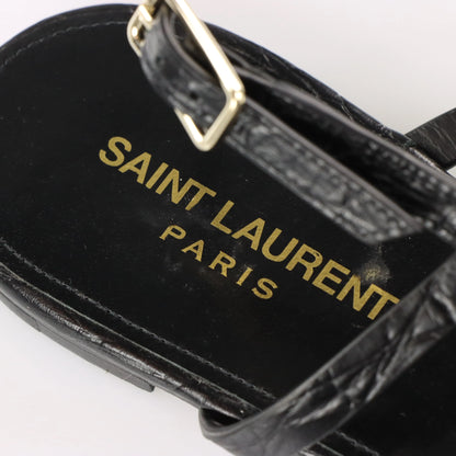 SAINT LAURENT YSL 'Cassandra' Croc Thong Logo Sandals (38.5) - Vintage Sole Melbourne