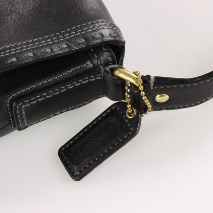 Vintage COACH J0793 11542 Hampton Soho Turnlock Black & Gold Leather Shoulder Bag