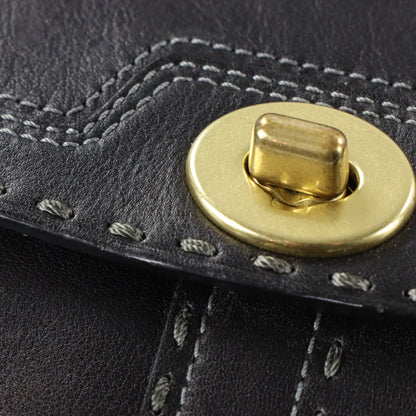 Vintage COACH J0793 11542 Hampton Soho Turnlock Black & Gold Leather Shoulder Bag