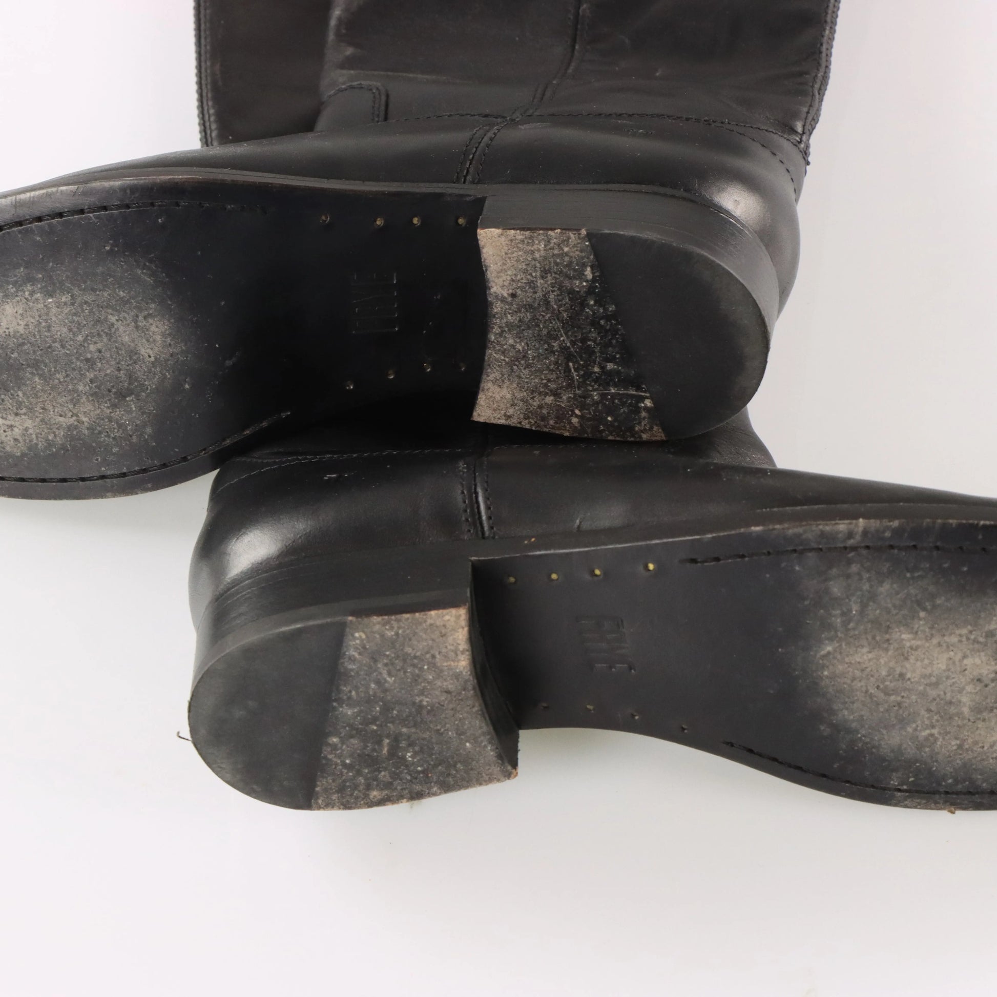 FRYE 'Melissa' Button Tall Black Leather Riding Boots (Women's 7.5) - Vintage Sole Melbourne